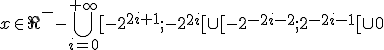x\in\R^--\bigcup_{i=0}^{+\inft}[-2^{2i+1};-2^{2i}[\cup[-2^{-2i-2};2^{-2i-1}[\cup{0}